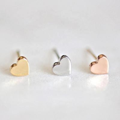 China TRENDY Chunna Fashion Stud Earring For Teens Geometric Cute Mini Heart Shape Stainless Steel Earrings Jewelry For Women for sale