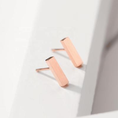 China FASHIONABLE Korean Style Mini Stud Earrings For Women Fashion Stainless Steel Earrings Geometric Safety Pin Ladies Earrings Studs Jewelry for sale