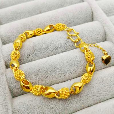 China TRENDY Fashion Gold Charm Hollow Beads Bracelet For Women Sand 24K Gold Filled Bracelets Gift Jewelry for sale