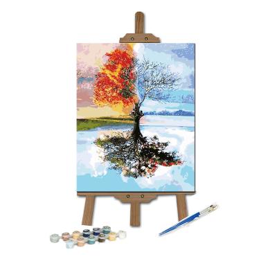 China LL-6824 Modem Tree DIY Four Seasons Painting By Numbers Kit Wall Art Special Gift Diamond Painting By Numbers Oil Painting By Number for sale