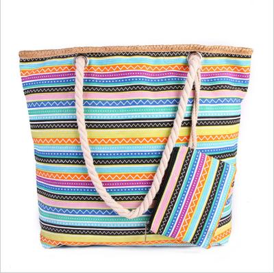 China 2022 Large New Bohemia PORTABLE Women Vacation Waterproof Sandproof Swim Beach Tote Bag With Purse for sale