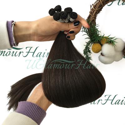 China Natural Appearance 2023 Russian 100% Virgin Cuticle Remy Aligned Human Hair Extension  Hand Tied Hair Weft for sale