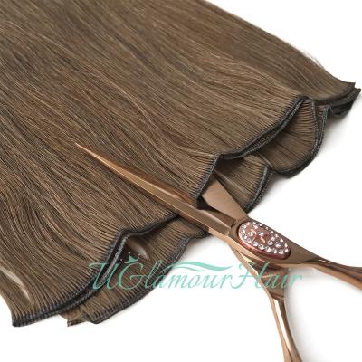 China Natural Russian Thin Invisible Double Drawn Virgin Genius Hair Extensions Genius Weft Weft Weft Weft for sale