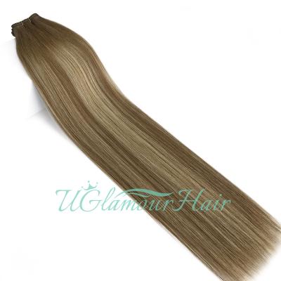 China Natural Appearance Interesting Hair Russian Hair Cuticle Aligned Remy Virgin Double Drawn Flat Hair Weft Extensions for sale