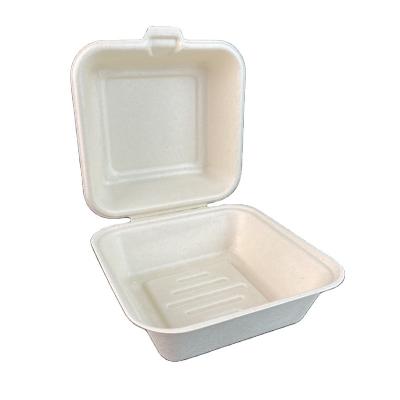 China Biodegradable Food Tableware Sugarcane Bagasse Food Container T6 Hamburger Box for sale