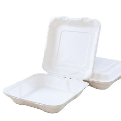 China Oil-resistant& Eco Friendly Water Resistant Biodegradable Packaging Disposable Sugarcane Food Container 8 Inches With 3 Compartment for sale