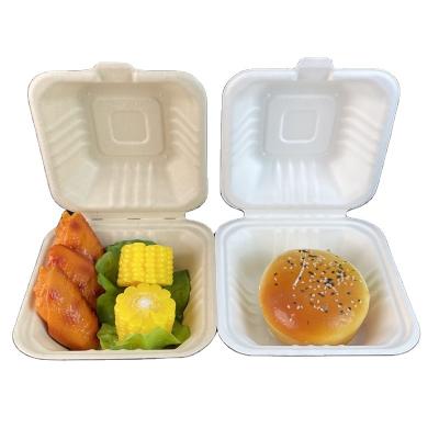 China 2021 6inch Portable Biodegradable Burger Box Food Packaging For Canteen for sale