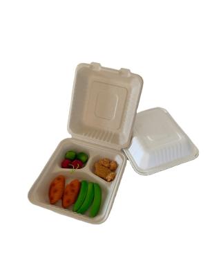 China Oil-resistant& Water Resistant Take Out Package 3 Compartment Food Packaging Box Biodegradable Food Container for sale