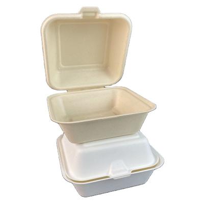 China Luzhou T6 Biodegradable Bagasse Bagasse Hamburger Box Biodegradable Takeout Food Lunch Box for sale