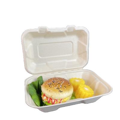 China 2021 Biodegradable Sugarcane Paper Food Boxes Container Compostable Clamshell Packaging for sale