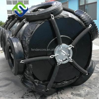 China Docking Marine solid rubber fender polyurethane foam fender with chain and tyre net for sale