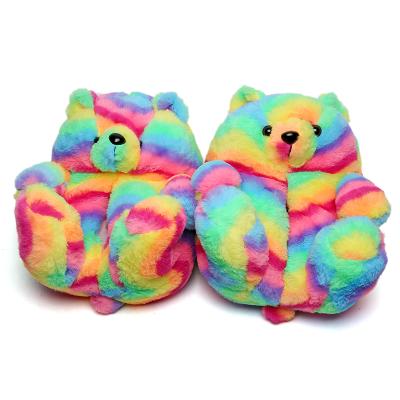 China Fashion trend winter new design hot sale doll bear slippers shape warm indoor ladies slippers for sale