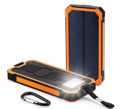 China With Flashlight Huge Capacity Power Bank 10000mAh Double-USB Solar Power Bank Waterproof Battery Charger For All Phone for sale