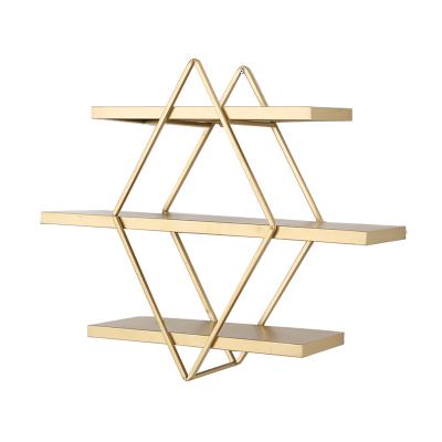 China Storage Home Bedroom Living Room Storage Rack Floating Shelves Rustic Geometric Wall Shelf for sale