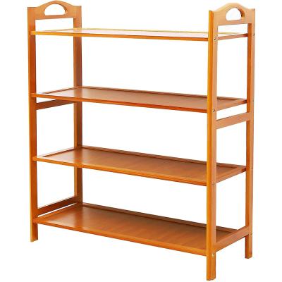 China Vertical Shoe Rack Shoe Rack 4 Tier Convertible Adjustable Bamboo Shoe Rack For Small Spaces for sale