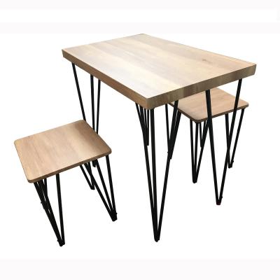 China MDF Foldable Steel Frame Simple And Cheap Wooden Home Dining Table Set for sale