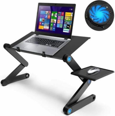 China (Size) Adjustable Aluminum Bed Sofa Laptop Desk Adjustable Laptop Stand with Fan and Mouse Pad for sale