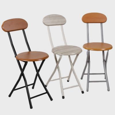 China MDF Foldable Cheap Metal Folding Portable Small Round Cafe Stool Chair for sale