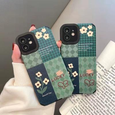 China Retro soft green ci diamond flower case for iphone13promax apple 12 phone cover 11 xs xr 7p cover device cheap wholesale for sale