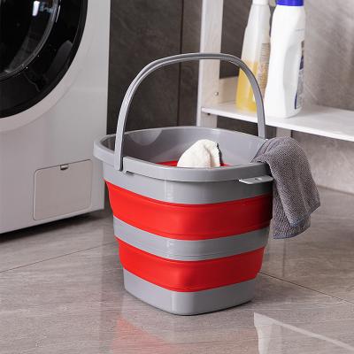 China Sustainable Portable Outdoor Folding Bucket Car Wash Hand Fishing Bucket 10L for sale