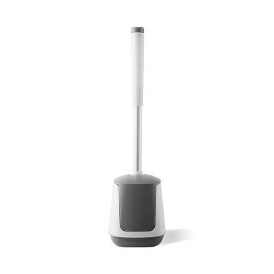 China BOOMJOY Sustainable Silicone Flex TPR Stainless Flat Hygienic Toilet Brush With Holder for sale