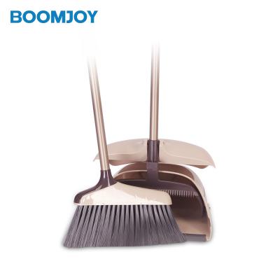 China Garden Cleaning Long Handle Broom and Dustpan Set with Metal Broom Stick and Plastic Dustpan Set for sale