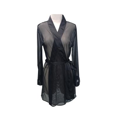 China Sexy Nightgown OEM Mesh Nightgown High Quality Female Black Female Transparent Pajamas for sale