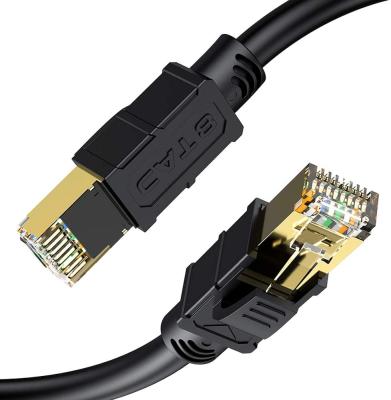 China High Quality Waterproof Fire Resistant Since SStp Patch Cord Flat Around Rj45 Plug Cat 8 Ethernet Cable Cat8 CAT8-001 for sale