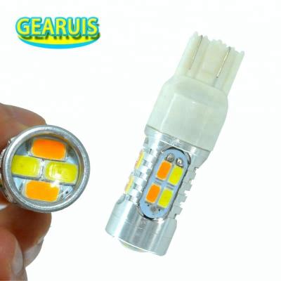 China T20 7443 Dual Color /Yellow Amber White Coaster LED 20 SMD 5630 5730 LED For DRL Turn Signal Lights DC 12V Universal for sale