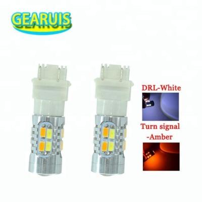 China T25 3157 Aluminum /yellow amber white roller coaster LED 20 SMD 5630 5730 LED Dual Color For DRL 3057 Turn Signal Lights DC 3457 12V for sale