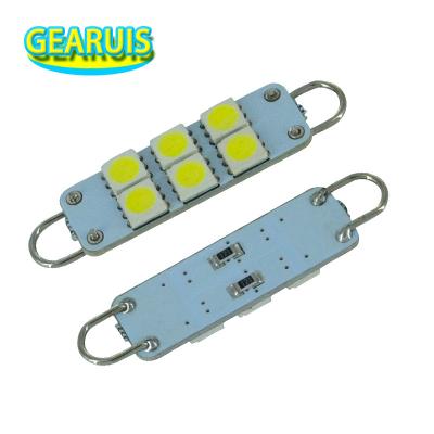 China Festoon 44mm Loop 12V 6 LED Car Interior Lights 5050 SMD Loop Festoon Map Lamp Auto White Rigid Dome Bulb Car 44mm for sale