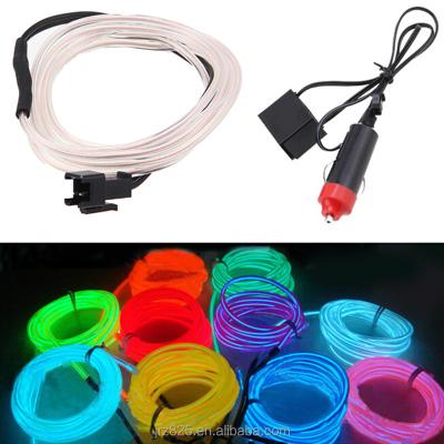 China 3M EL wire tube cord neon 3m fio neon light 3m warm purple led car party wedding decoration flexible EL wire +12V controller than 3M connection cold wire for sale