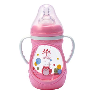 China Phthalate Free Collapse Resistant Hot Selling Soft Silicone Soft Sleeve Babies Products 260ml Glass Feeding Bottle For Kids for sale