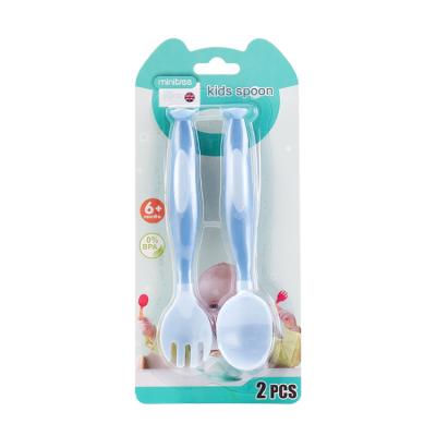 China Hot Selling Baby Feeding Set Baby BPA Free Silicone PP Training Spoon And Bendable Fork Set for sale