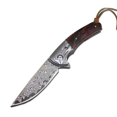 China Multifunctional Folding Damascus Knife Survival Hunting Knife Wilderness Non-variable Steel Outdoor Survival Folding EDC Knife for sale