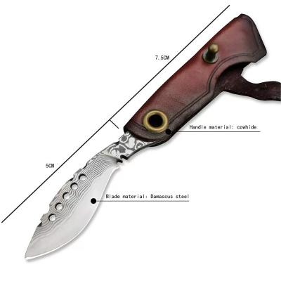 China Non-variable main chained camping outdoor mini pocket knife Damascus car folding knife small main chain pendant accessories for sale