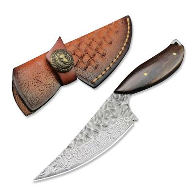 China High Quality Non-variable Red Sandalwood Outdoor Tactical Handle Knife Hunting Damascus Camping Fixed Knife for sale