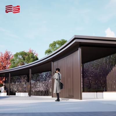 China 6 Impressão a cores Luxo Sombração moderna ao ar livre Pergola Escultura de aço Tamanho personalizável à venda