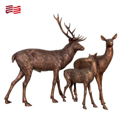 China Europe Regional Feature Bronze Sika Deer Sculpture for Custom Metal Animal Statues for sale