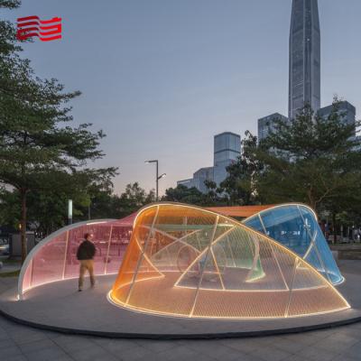 China Artistic Installation Theme Stainless Steel Revolving Structure Interactive Light Art for sale