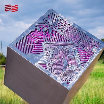 China Digital Platonic Solid Colorful Motherboard Steel Sculpture Custom Shape for Europe Market for sale