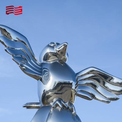 China Small animal outdoor metal sculpture park landscape sculpture stainless steel mirror process for sale