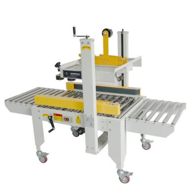 China Simple Operation Easy Maintenance Semi-automatic Through Drive Belt Tape Sealing Case Box Sealing Machine for sale