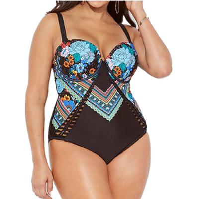 China 2022 Plus Size Carnival Cutout Underwire Cast Tribal Cups Plus Size Monokini Swimwear for sale