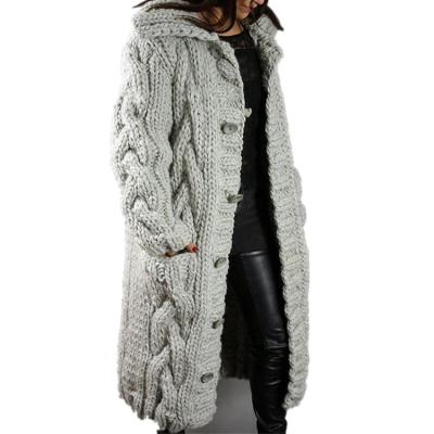 China Winter Long QUICK DRY Cashmere Knitted Cardigan Sweater With Hood Cardigan Sweater for sale