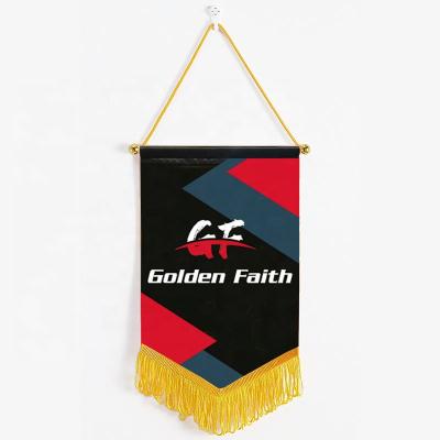 China Health Care Institute Logo Double Side Sublimation Printing Custom Pennants Wall Blank Banner Pennant Flag for sale