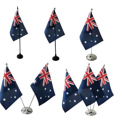 China Health Care Institutes Factory Direct Sales Office Custom Cheap Flag Table Flag Australian Flag With Stand Base for sale