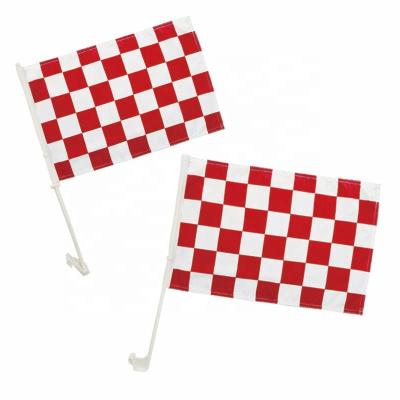 China Health Care Institutes Factory Wholesale 100% Polyester Red and White 12x18 ft Checked Car Racing Flag for sale