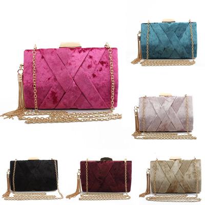 China LETODE Luxury Bags Women Handbags Shoulder Cross - Body Bag Grabs Purse Evening Clutch Bag Wallet Box Cotton Velvet Chain Casual Tassel for sale