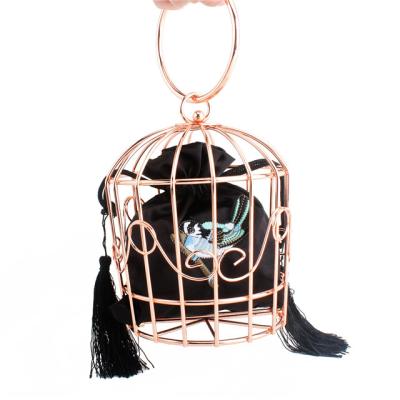 China LETODE Boutique Luxury Rose Gold Metal Bird Cage Women Fashion Handbags Pinch Evening Tote Bags Party Banquet Prom Clutch Bag Quality for sale